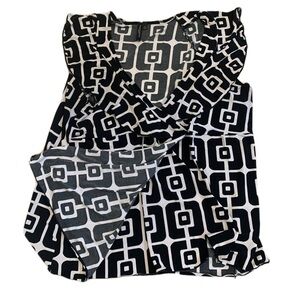 Chic Susan Lawrence Woman Black & White Geometric Blouse - Size 1X